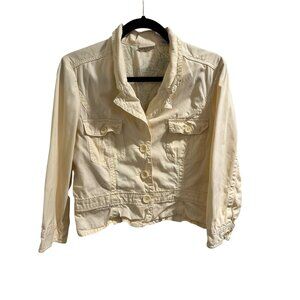 ✌️ 2/$40 Vintage Style Halogen Cream Button-Up Jacket With Collar & Pockets sz L
